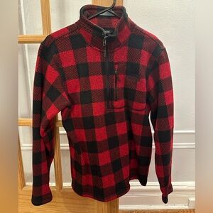 The North Face Red and Black Buffalo Check Zip-Up Sweater Mens Size S